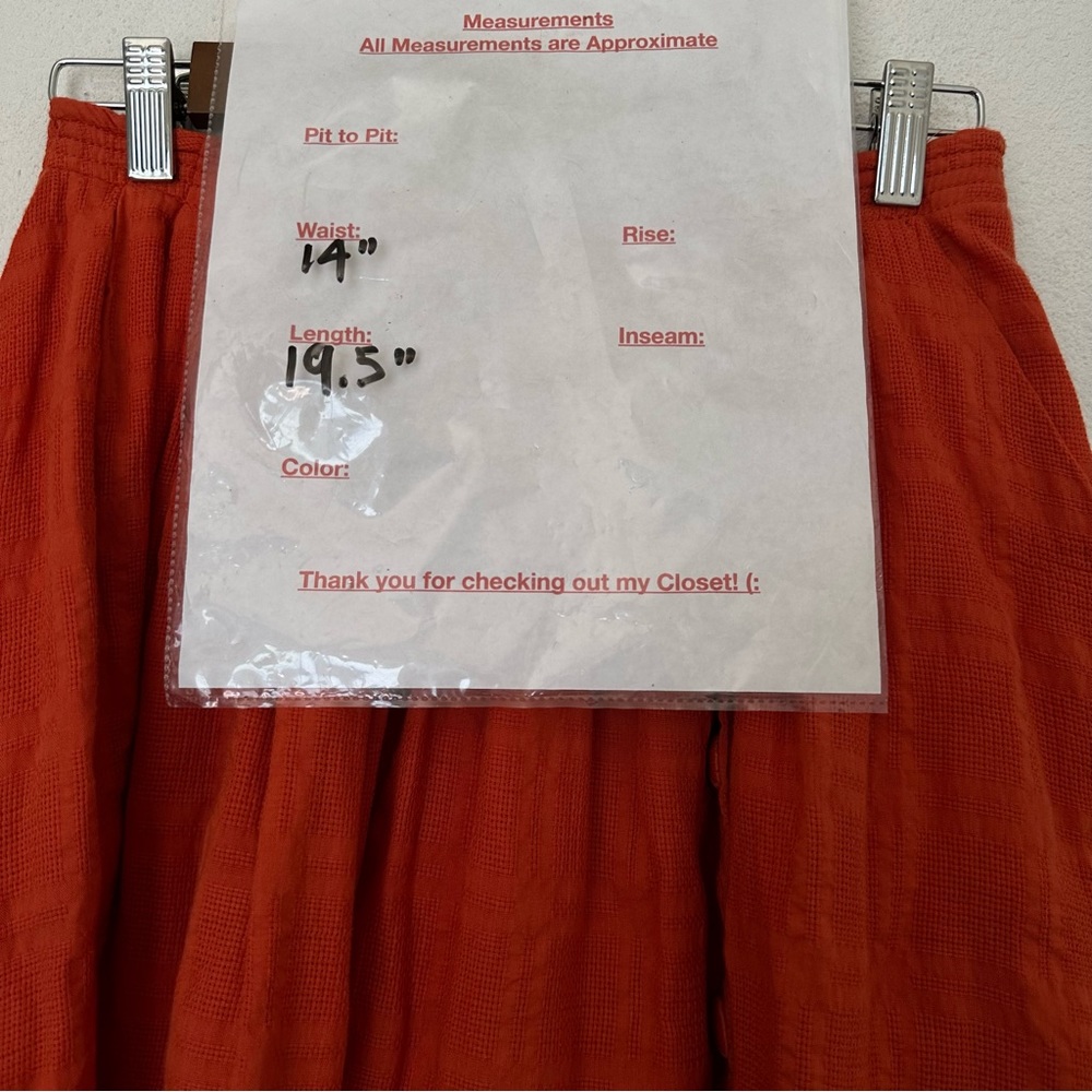 Anthropologie Postmark Orange Pleated A-Line High Darlene Dobby Flare Skirt Sz 6 - Picture 6 of 6